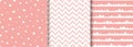 Pink seamless pattern set for baby girl design Cute sweet background collection Wallpaper textile fabric Royalty Free Stock Photo