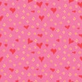 Pink seamless patterns for Valentine's Day measuring 1000 by 1000 pixels with hearts flowers. Doodle. Vector graphics