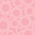 Pink seamless vector dots pattern with lace circles. Surface pattern design for fabric, scrapbooking, wallpaper projects