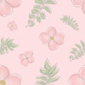 Pink seamless vector flower pattern Royalty Free Stock Photo
