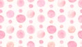 Pink Seamless Watercolour Round Pattern. Vintage