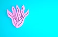 Pink Seaweed icon isolated on blue background. Underwater seaweed spirulina, aquatic marine algae plant. Vegan and Royalty Free Stock Photo