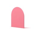 Pink semicircle wall curved vertical foundation minimal 3d icon realistic vector illustration