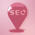 Pink SEO optimization icon isolated on pink background. Minimalism concept. 3D render illustration Royalty Free Stock Photo