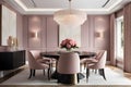 Pink Serenity: Modern Dining Room Contemporary Minimalism with Classical Undertones