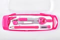 Pink set of compasses for drawing. Royalty Free Stock Photo