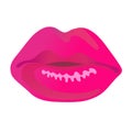 Kissing pink lips of woman. Vector isolated