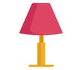 Pink shade table lamp with yellow base on white background. Modern interior lighting design vector illustration Royalty Free Stock Photo