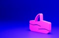 Pink Shark fin in ocean wave icon isolated on blue background. Minimalism concept. 3D render illustration