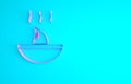 Pink Shark fin soup icon isolated on blue background. Minimalism concept. 3d illustration 3D render