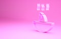 Pink Shark fin soup icon isolated on pink background. Minimalism concept. 3d illustration 3D render