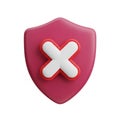 Pink Shield With White Cross Symbol And Red Outline On White Background protection security Royalty Free Stock Photo