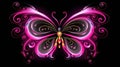 a pink shining butterfly in a banner logo artstyle, ai generated image