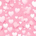 pink shining hearts on pink seamless pattern