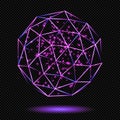 Pink shining Regular Polyhedron with Sparks on Transparent Background