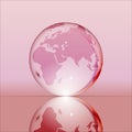 Pink shining transparent earth globe