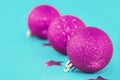 Pink shiny christmas toys balls for christmas tree for new year holiday Royalty Free Stock Photo