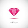 Pink shiny diamond brilliant symbol Royalty Free Stock Photo