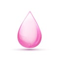 Pink shiny liquid soap or oil drop essential. Natural soap drop isolated closeup