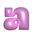 Pink metal shiny reflective letter A 3D illustration