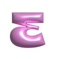 Pink metal shiny reflective letter E 3D illustration