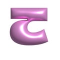 Pink metal shiny reflective letter G 3D illustration