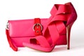 Pink shoes and purse Royalty Free Stock Photo