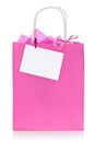 Pink shopping bag with tag Royalty Free Stock Photo