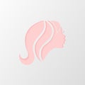 Pink Silhouette of a girl in profile with hair. Royalty Free Stock Photo