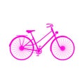 Pink silhouette of retro bicycle