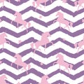 Pink silhouette Unicorn. Strips purple background. Seamless pattern Royalty Free Stock Photo