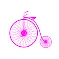 Pink silhouette of vintage bicycle