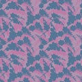 Pink silhouettes of freesia flowers, beautiful bouquet branch on blue violet background, seamless tropic pattern of watercolor ill