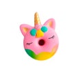 pink silicone donut unicorn anti-stress squish toy on white