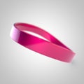 Pink silicone promo bracelet for hand isolated on white background