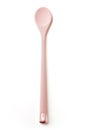 Pink silicone spoon isolated on white, from above