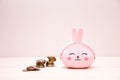 pink silicone wallet in the shape of a rabbit and ears