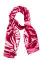 Pink silk scarf isolated on white background. Royalty Free Stock Photo