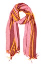 Pink silk scarf isolated on white background. Royalty Free Stock Photo