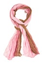 Pink silk scarf isolated on white background. Royalty Free Stock Photo