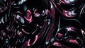 Pink, silver and black colored iridescent metallic wavy reflection surface. Trendy fluid abstraction flow in 3d Royalty Free Stock Photo