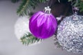 Pink and silver Christmas-tree balls Royalty Free Stock Photo