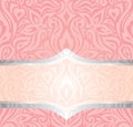 Pink & silver gentle retro decorative invitation trendy wallpaper design in vintage style