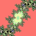 Pink silver green leaf fantasy shapes contrasts lights, sparkling petals, fractal, abstract background Royalty Free Stock Photo