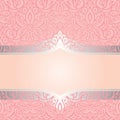 Pink & silver retro decorative invitation trendy wallpaper design in vintage style