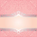 Pink & silver retro decorative invitation wallpaper trendy fashion design in vintage style