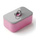 Pink and silver storage box with loop handle Royalty Free Stock Photo