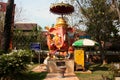 Pink sitting Ganesh. Sculpture. Thailand, Bangkok