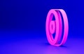 Pink Skateboard ball bearing icon isolated on blue background. Minimalism concept. 3D render illustration Royalty Free Stock Photo