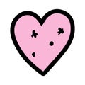 Pink sketch heart isolated on white background. Hand drawn love heart. Vector illustration for any design Royalty Free Stock Photo